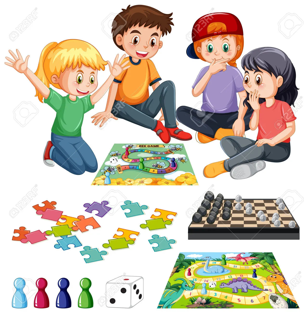 203768752-set-of-children-and-board-game-illustration